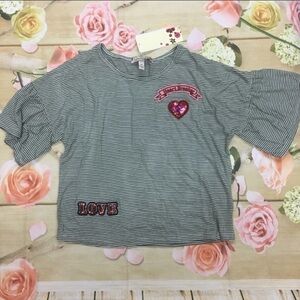 Speechless Girls 7-16 bell sleeve patch Top NWT